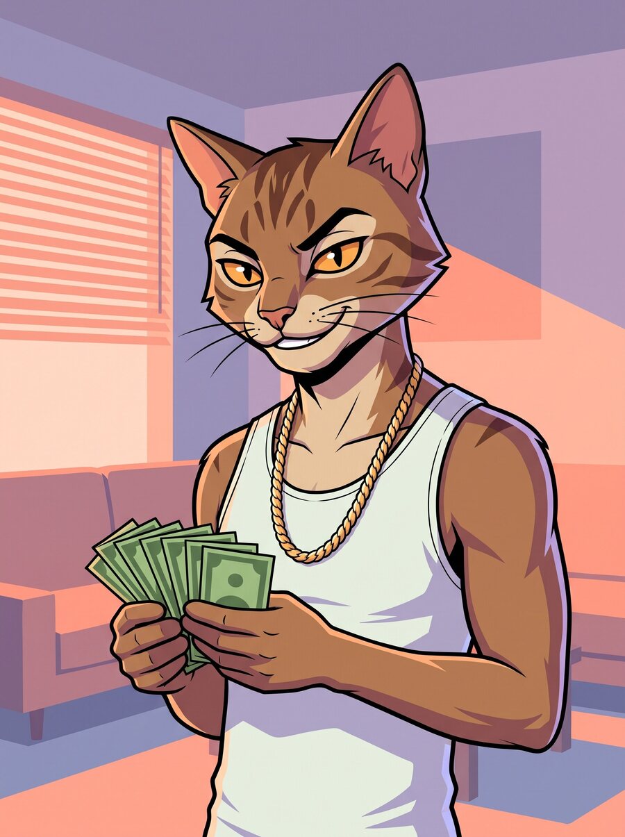 The Hustler, a tabby cat